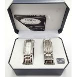 Geneva quartz dress wristwatch and bracelet with a 925 silver stone set dial