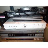 Shelf of mixed electricals to include video players and DVD players