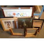 Collection of prints to include a shelf mirror and dressing table mirror