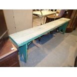 Vintage green painted narrow garden bench