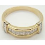 18ct gold 0.75ct Princess cut diamond half eternity ring size R 5.1g