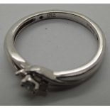 Sterling silver ring set with three diamonds size O