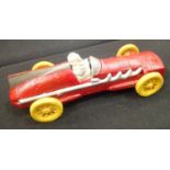 Cast iron Michelin Man in racing car L: 25 cm