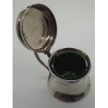 Hallmarked silver mustard pot with green glass liner assay Birmingham c1913