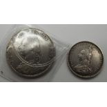 Sterling silver 1887 Jubilee half crown and shilling