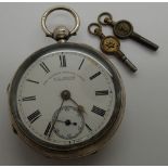 Antique 1900 sterling silver Express English lever pocket watch with keys, by J.G Graves of