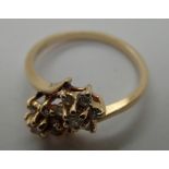 14ct yellow gold twin flower headed diamond ring size S 3.3g