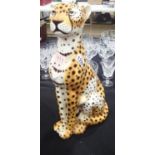 Ceramic Cheetah cub figurine H: 48 cm Condition Report: No cracks, chips or visible restoration.