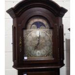 Modern oak cased longcase clock with rolling moon and German three weight movement
