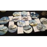 Collection of Coalport Michael Turner Reach For The Sky cabinet plates and Dambusters tribute plate,