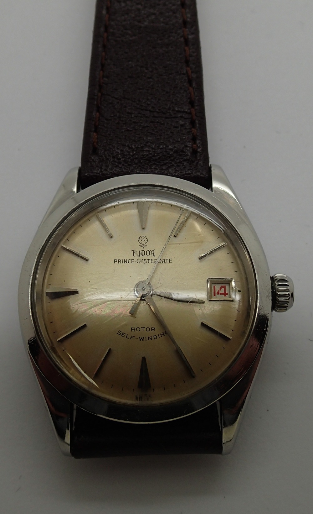 Vintage Tudor Prince Oyster gents automatic wristwatch c1958 on a new leather strap