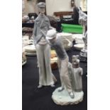 Lladro Golfer and Sea Captain figurine. Chip to Golfers head and Sea Captain is lacking his pipe.