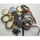 Box of mixed mechanical movement ladies and gents wristwatches to include Roma and Talis examples.