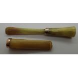 Two gold mounted cheroot holders