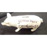 Butchers cast iron pig moneybox L: 21 cm