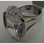 Large cubic zirconia set vintage ring size M/N