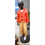 Cast resin Blackamoor figurine in red H: 150 cm, in good condition (OPTION ON NEXT LOT) Condition