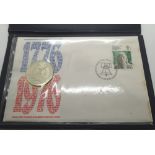 1976 sterling silver medal and first day cover for Queen Elizabeth II visit to USA for bicentenary