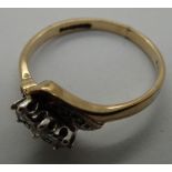 9ct gold diamond set dress ring size P
