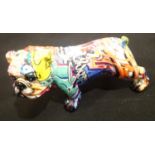 Multi-coloured cast resin Bulldog L: 26 cm Condition Report: No visible cracks, chips or