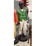 Cast resin Blackamoor figurine in green H: 150 cm, in good condition