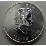 999 Silver 5 dollar Canada Maple Leaf coin 2014