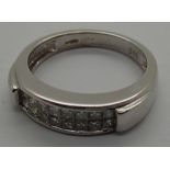 18ct white gold Princess cut diamond half eternity ring, size M diamond approximately 0.66ct 5.0g