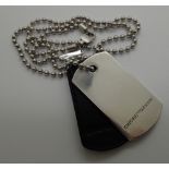 Genuine Emporio Armani sterling silver and leather dog tags and chain