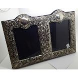 Large hallmarked silver Art Nouveau type twin photograph frame 24 x 46 cm