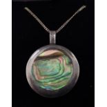 Silver mounted abalone necklace