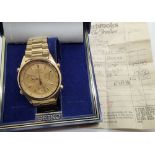 1985 Seiko chronograph quartz wristwatch with original box, booklet and receipt 31st May 1985.