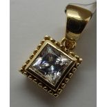 Gold plated square cubic zirconia pendant