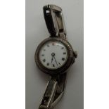 Antique 1912 sterling silver wristwatch on 935 silver engraved bracelet