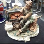 Capodimonte barrel organ man signed Meneghetti. No cracks, chips or visible restoration.