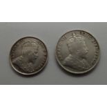 Antique Edward VII silver 1904 Hong Kong 10 and 5 cents coins