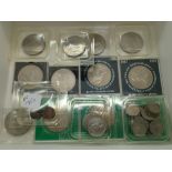 Box of commemorative coins including a small quantity of silver