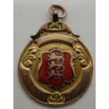 9ct gold fob for Lancashire Schoolboy Cup 1921 5.7g