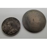 Victorian 1887 florin and a Georgian crown