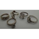 Fiver sterling silver rings