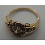 Victorian unmarked believed 18ct yellow gold diamond set ring (approximately 1ct total diamonds)