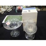 Waterford Crystal candleholder, shade and a footed dish