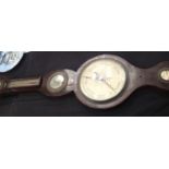 19thC mahogany mercury barometer thermometer lacking mercury