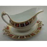 Royal Crown Derby gravy boat and stand, 2450 pattern