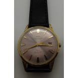 1970s Technos Automatic Super 30 jewel wristwatch with rare purple dial with concentric circles on a