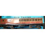 Ace Trains O gauge tinplate C1 LMS red coach brake 3rd boxed, in very good condition