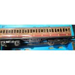 Ace Trains O gauge tinplate C1 LMS red coach all 3rd, boxed, in very good condition