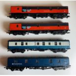 4x Lima OO Gauge Parcels Coaches in Blue & Grey & RES Liveries - All Unboxed