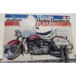 Tamiya 1/6 scale plastic kit, Harley Davidson FLH 1200 appears unstarted, contents unchecked