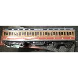 Ace Trains O gauge tinplate LMS red Clerestory roof coach 3rd/1st/3rd, boxed, in very good condition