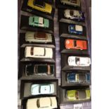 Selection of sixteen diecast cars including Vanguards etc